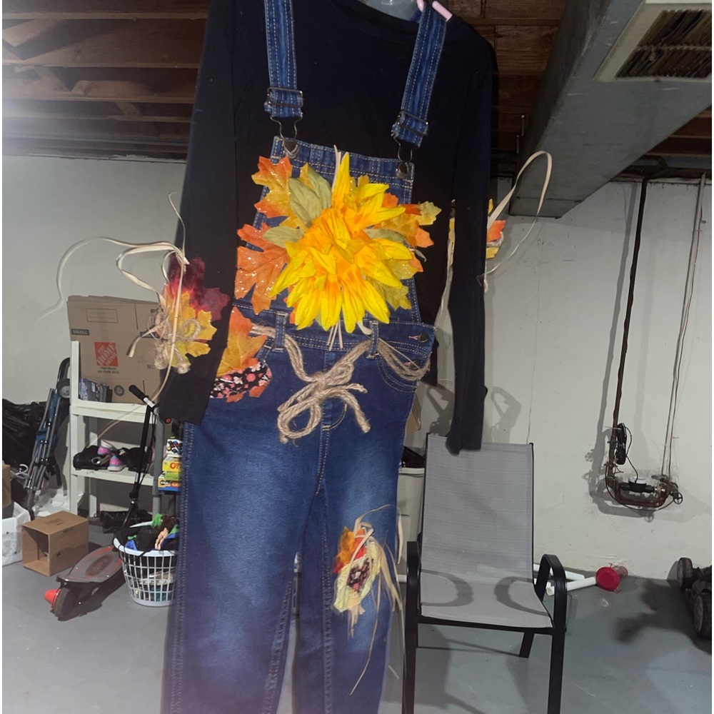 Hand made scare crow outfit 4t overalls and 6 long sleeve but runs smaller